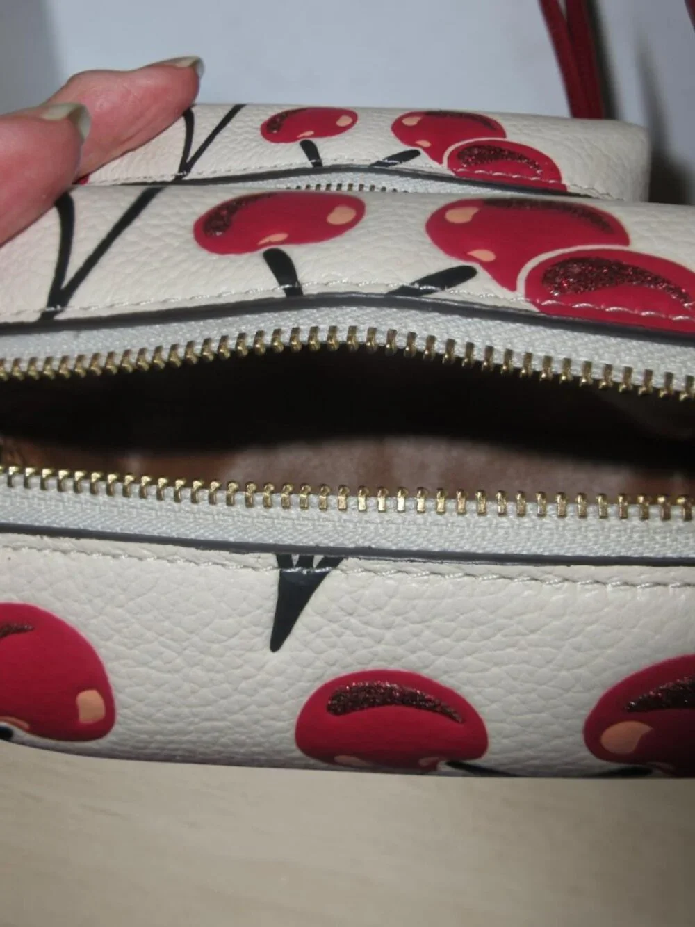 COACH - Cherry Print Leather Boxed Cosmetic Pouch, New in box